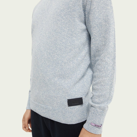 Knit Crew Neck Sweater - Blue Melange