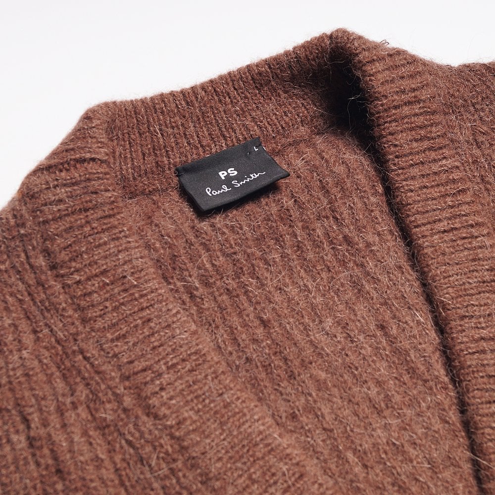 - Colour-Block Alpaca-Blend Cardigan - Brown/Multi