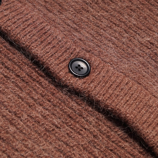- Colour-Block Alpaca-Blend Cardigan - Brown/Multi