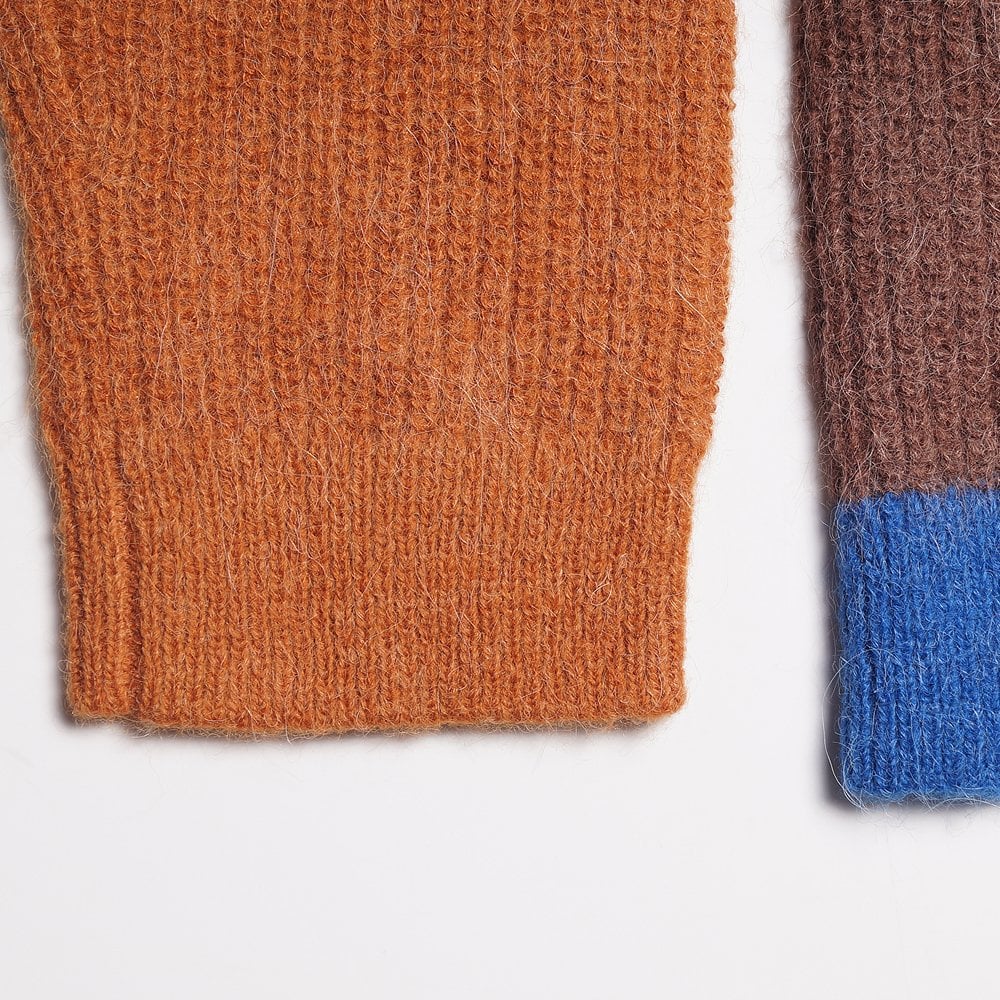 - Colour-Block Alpaca-Blend Cardigan - Brown/Multi