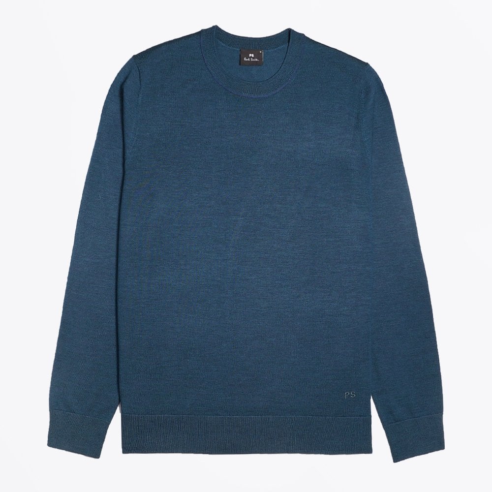 Paul - Merino Crew Neck Pullover - Teal Blue