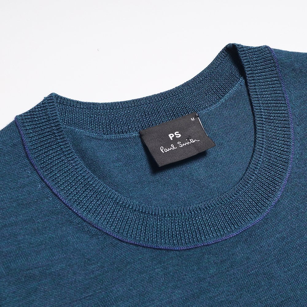 - Merino Crew Neck Pullover - Teal Blue