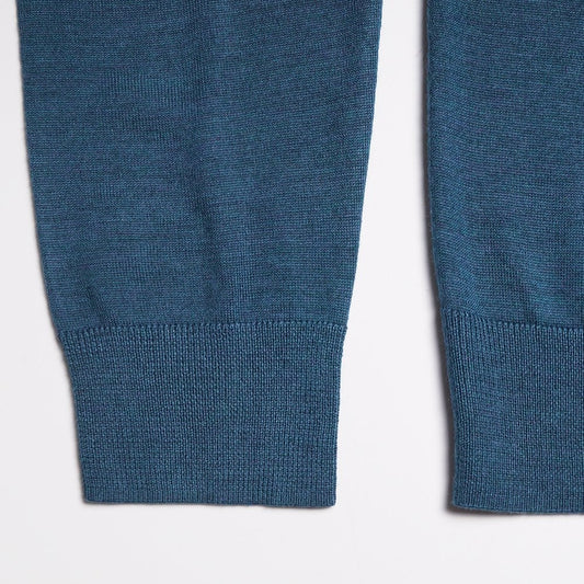 Merino Crew Neck Pullover - Teal Blue