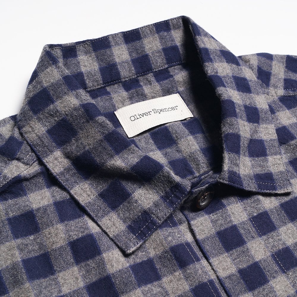 - Avery - Checked Overshirt - Navy Blue