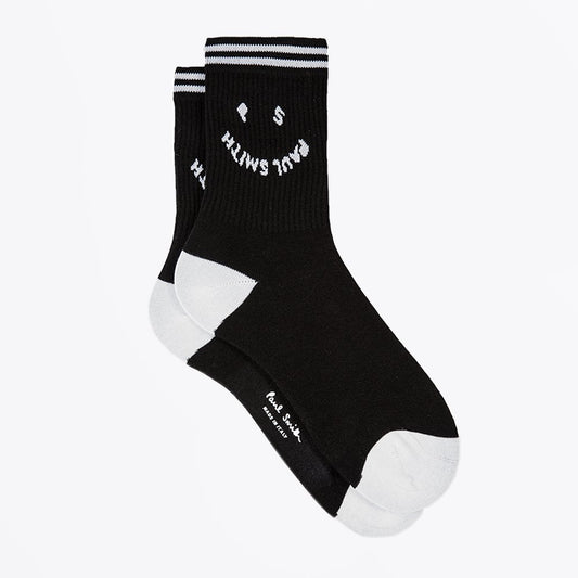 - Women's 'Happy' Ribbed Socks - Black