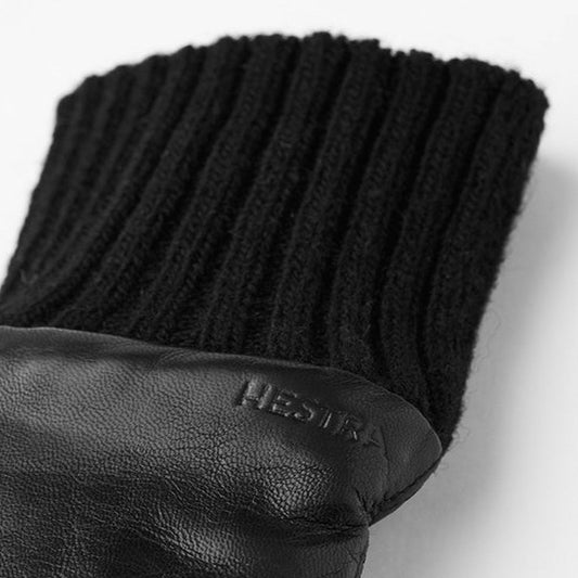 - Tina - Leather Mitten Gloves - Black