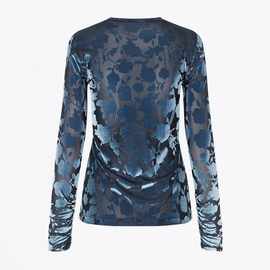 - Delila - Velvet Devore Top - Blue/Navy