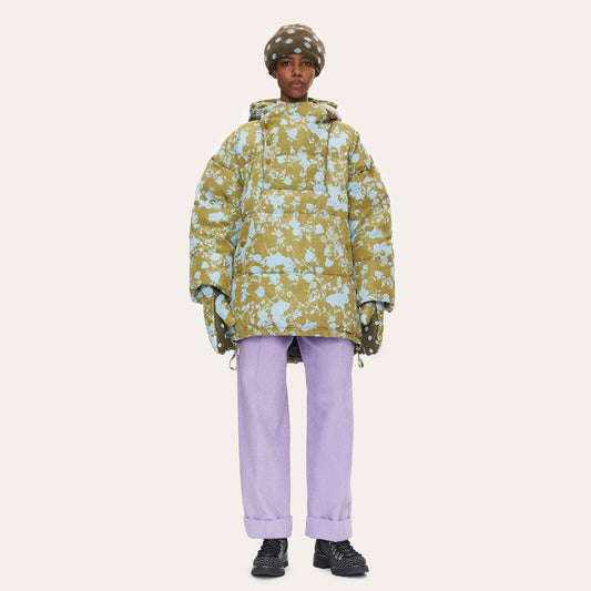 Kristina - Padded Floral Coat - Green/Blue