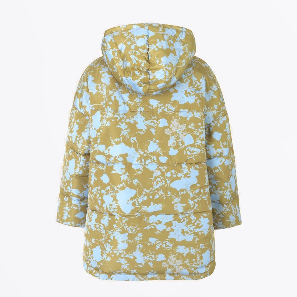 Kristina - Padded Floral Coat - Green/Blue