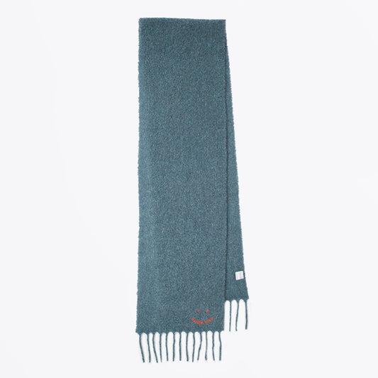 - Alpaca-Blend 'Happy' Scarf - Blue