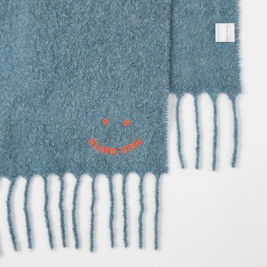 - Alpaca-Blend 'Happy' Scarf - Blue