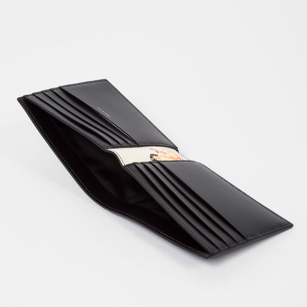 - Leather 'Naked Lady' Interior Billfold Wallet - Black