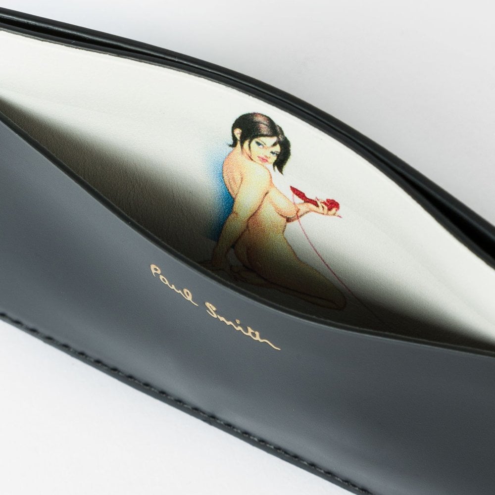 Leather 'Naked Lady' Credit Card Holder - Black