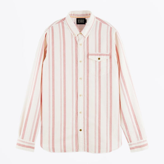 - Organic Cotton Stripe Shirt - Pink/White