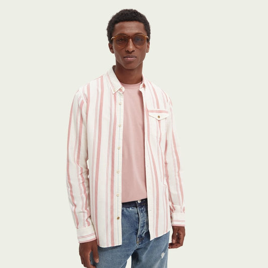 - Organic Cotton Stripe Shirt - Pink/White