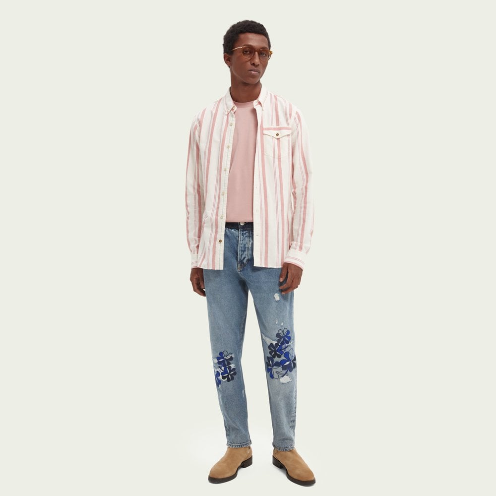 - Organic Cotton Stripe Shirt - Pink/White