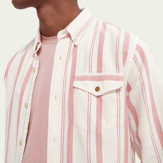 - Organic Cotton Stripe Shirt - Pink/White