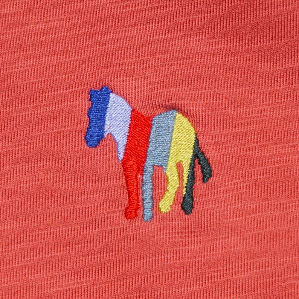 - Cotton Zebra Logo Hoodie - Coral