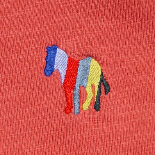 - Cotton Zebra Logo Hoodie - Coral