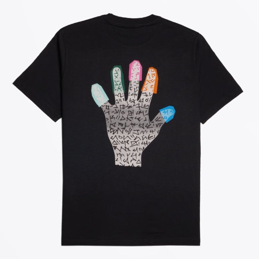 - Cotton Hand Print T-Shirt - Black