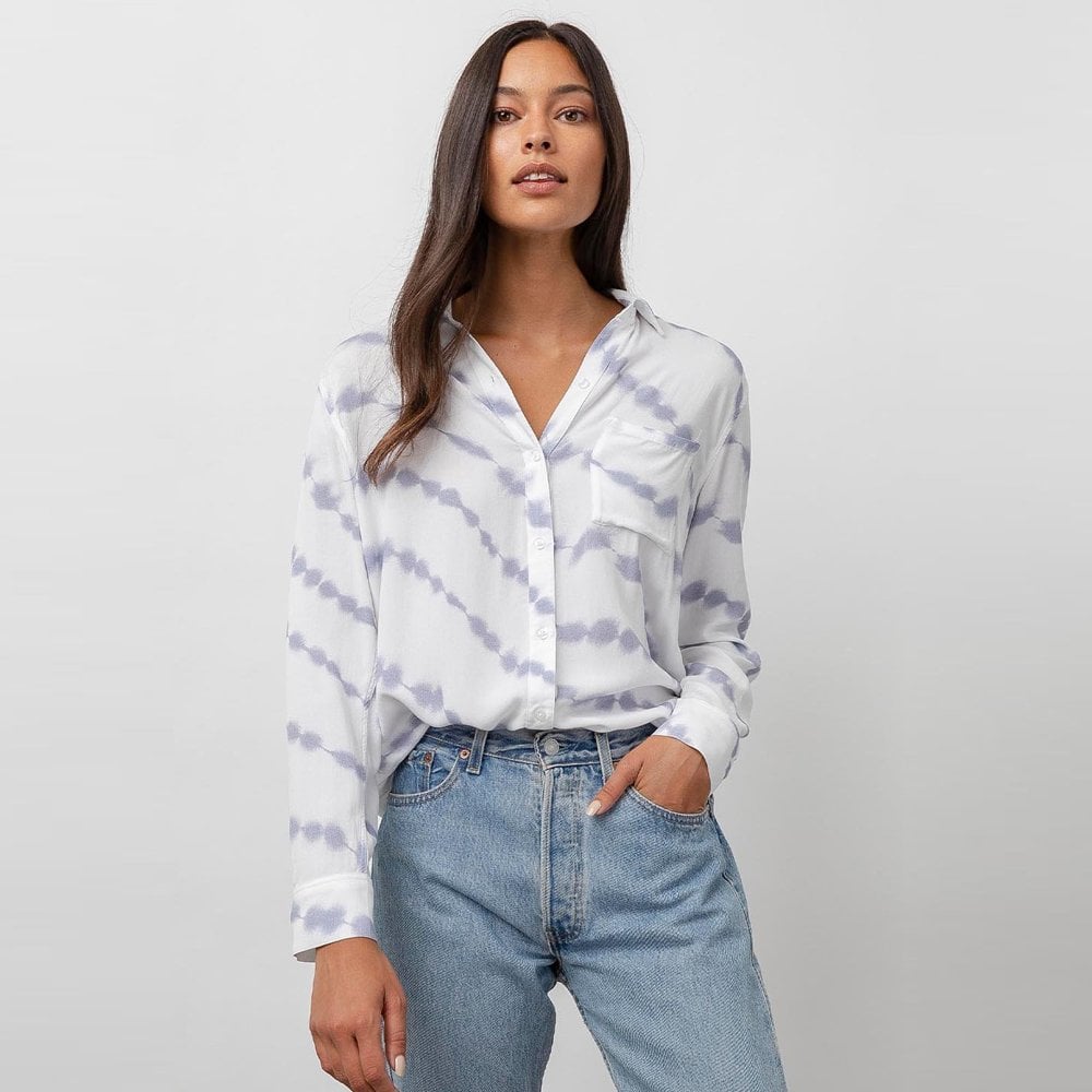 - Rocsi - Cloud Tie-Dye Shirt - Blue/White