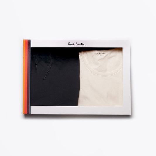 - Cotton Loungewear Set - Off-White/Black