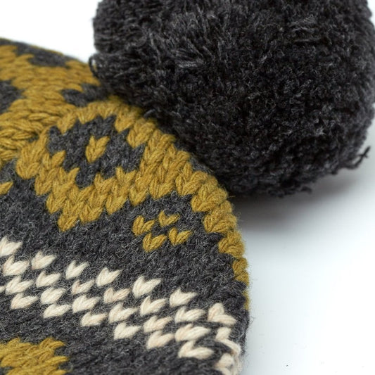- Arbury - Fairisle Knit Hat - Moss Green