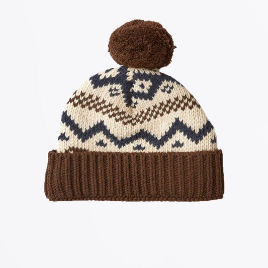 - Arbury - Fairisle Knit Hat - Beige/Navy