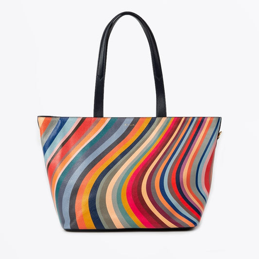 - Swirl Leather Tote Bag - Multi
