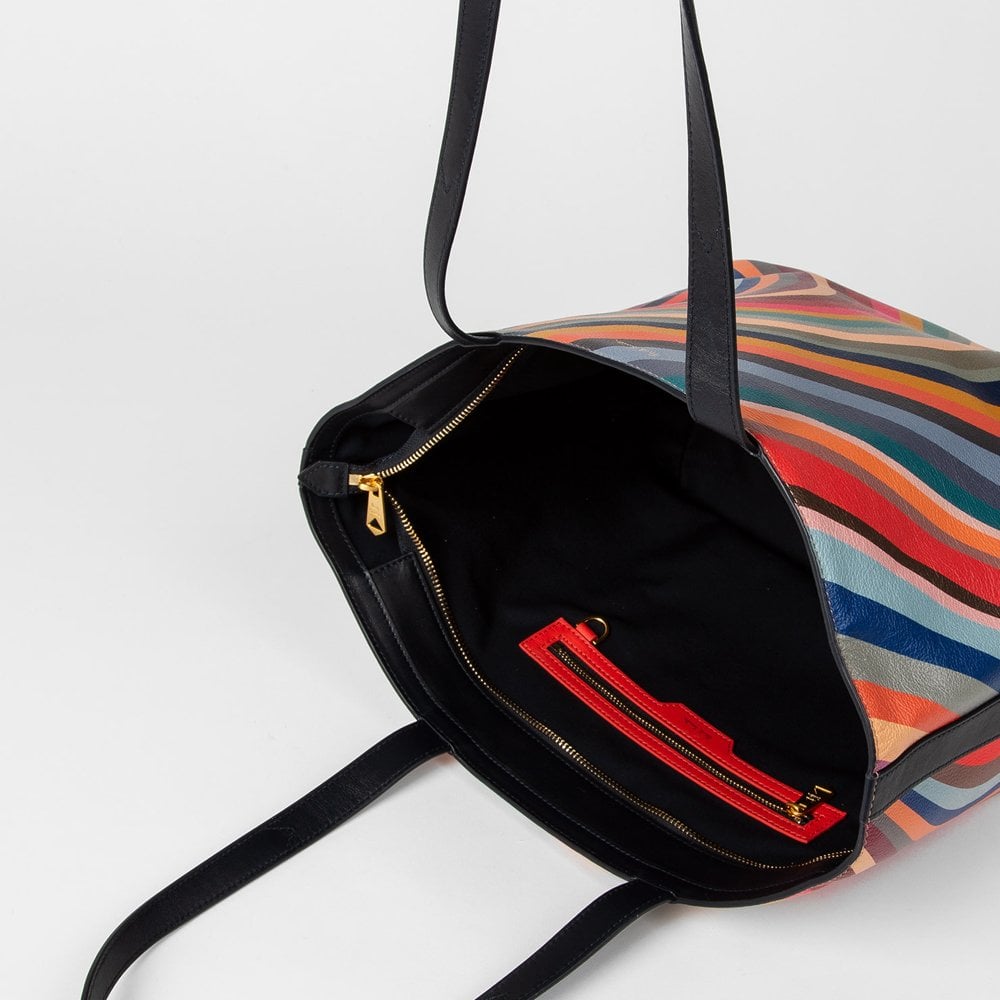 - Swirl Leather Tote Bag - Multi