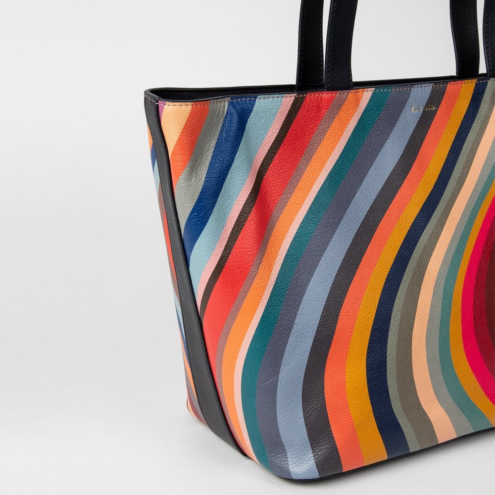 - Swirl Leather Tote Bag - Multi