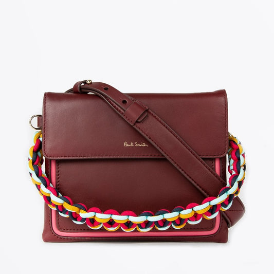 - Cross-Body Swirl Trim Bag - Burgundy