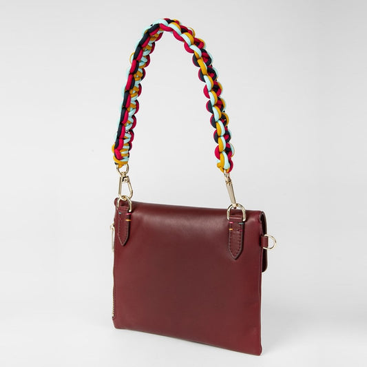 - Cross-Body Swirl Trim Bag - Burgundy