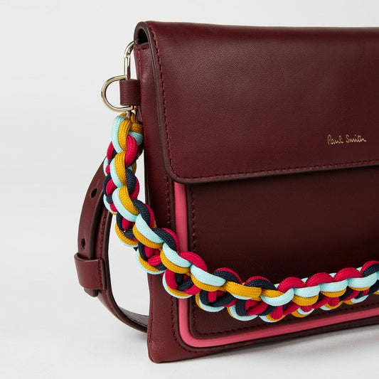 - Cross-Body Swirl Trim Bag - Burgundy