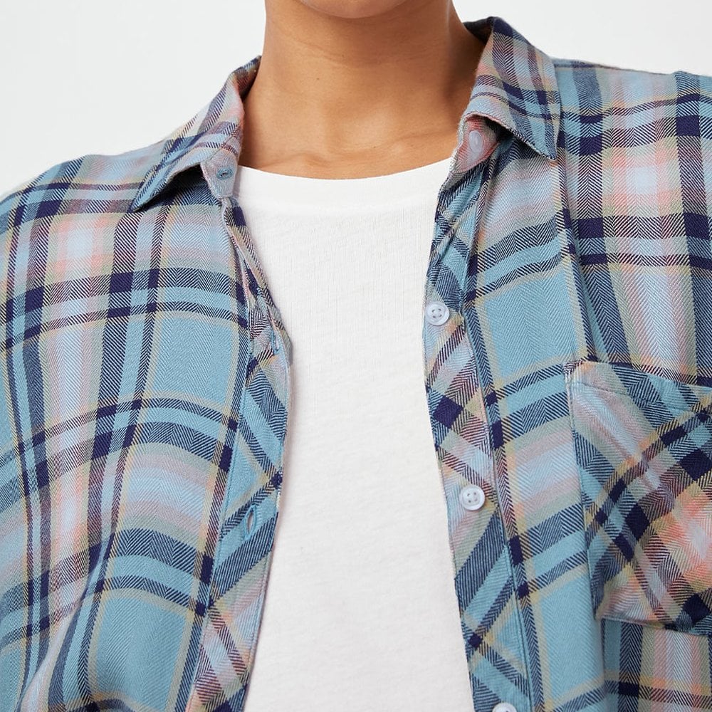 - Hunter - Check Shirt - Teal/Peach/Navy