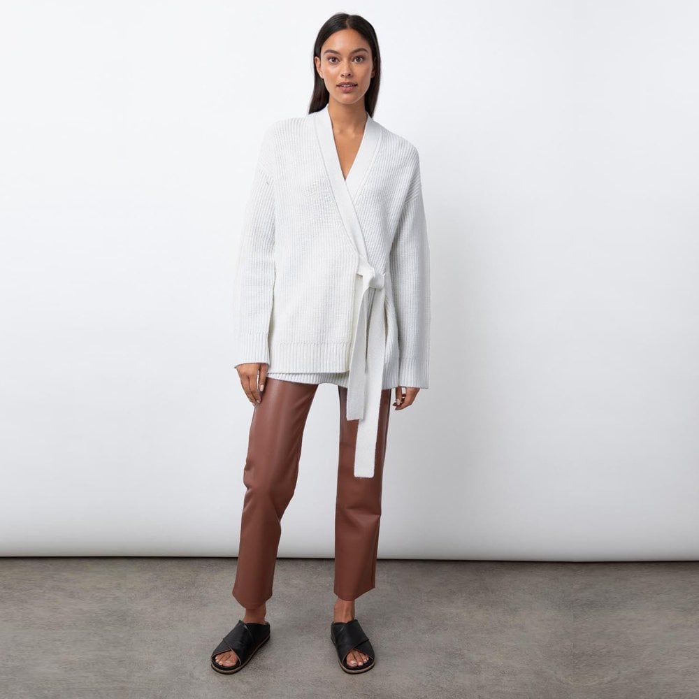 - Nora - Knit Belted Cardigan - Ivory