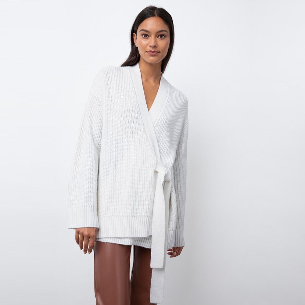 - Nora - Knit Belted Cardigan - Ivory