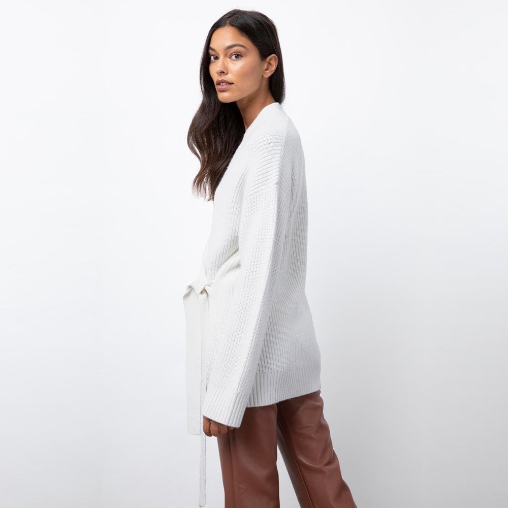 - Nora - Knit Belted Cardigan - Ivory