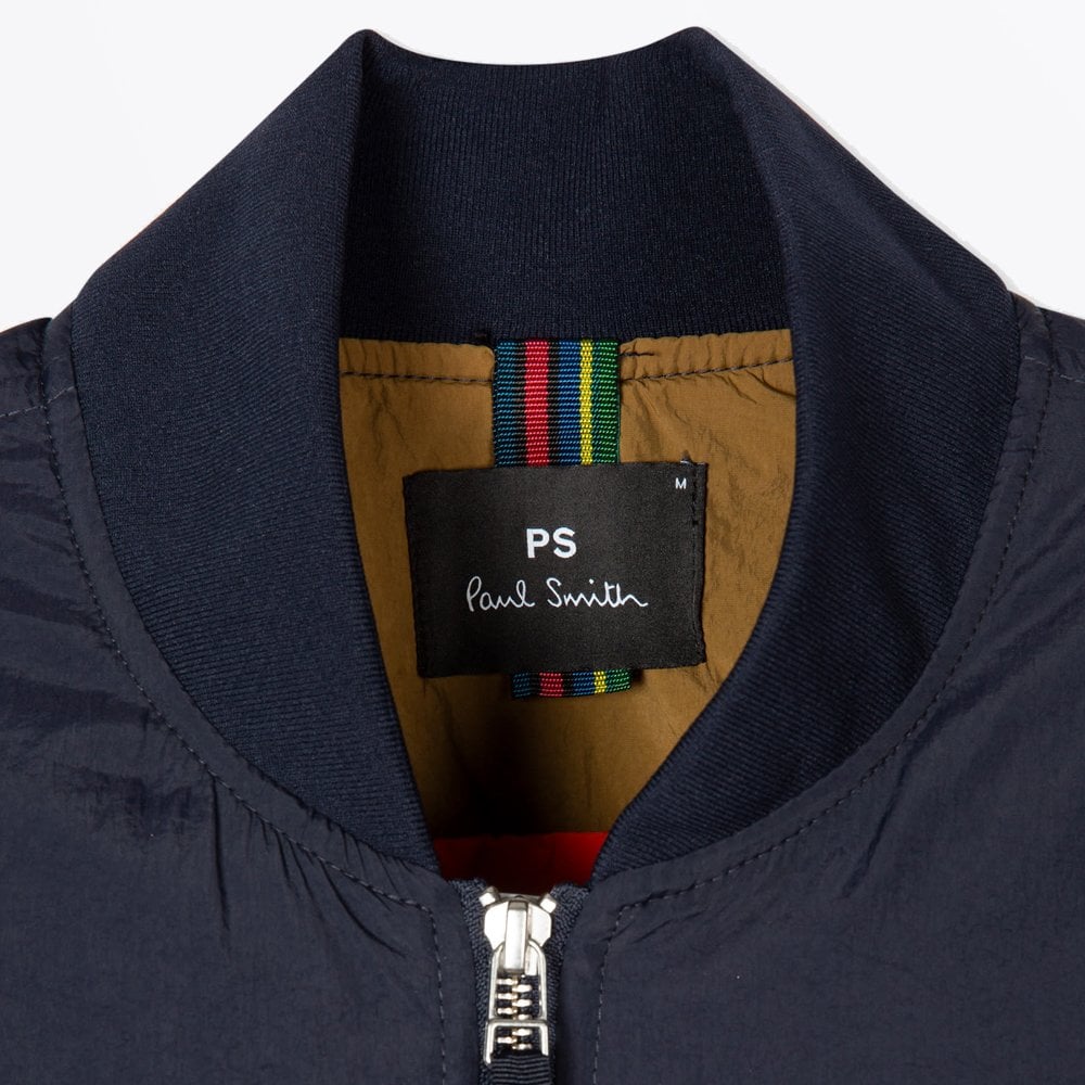 - Cotton-Blend Bomber Jacket - Dark Navy