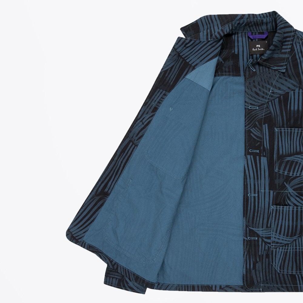 - 'Twisted Stripe' Cotton Chore Jacket - Navy/Blue