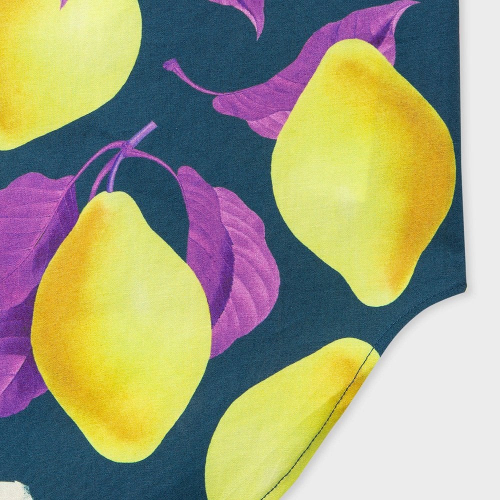 - 'Lemon' Print Long-Sleeve Shirt Dress - Navy