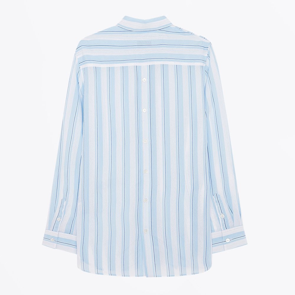 - Button-Back Stripe Shirt - Blue/White
