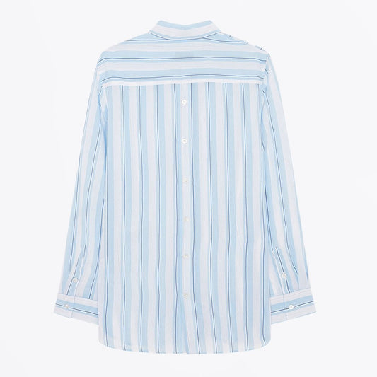 - Button-Back Stripe Shirt - Blue/White
