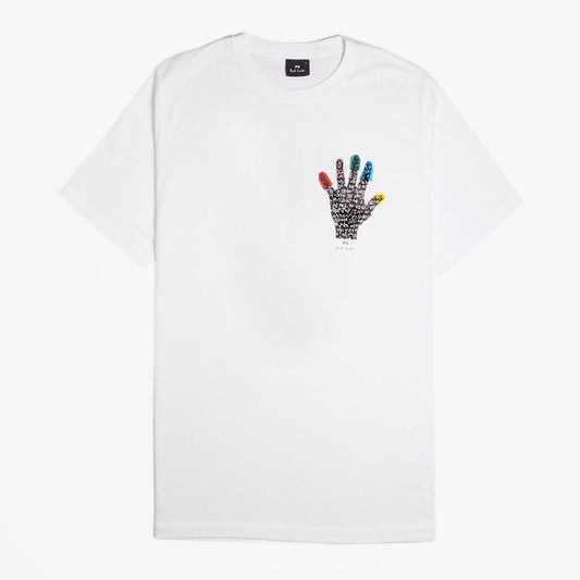- Cotton Hand Print T-Shirt - White