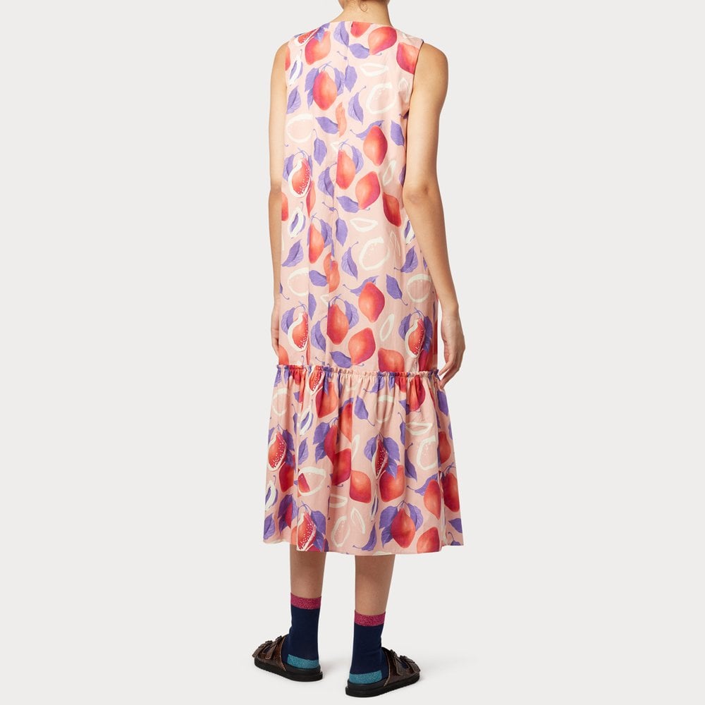 - Sleeveless Lemon Print Dress - Pink