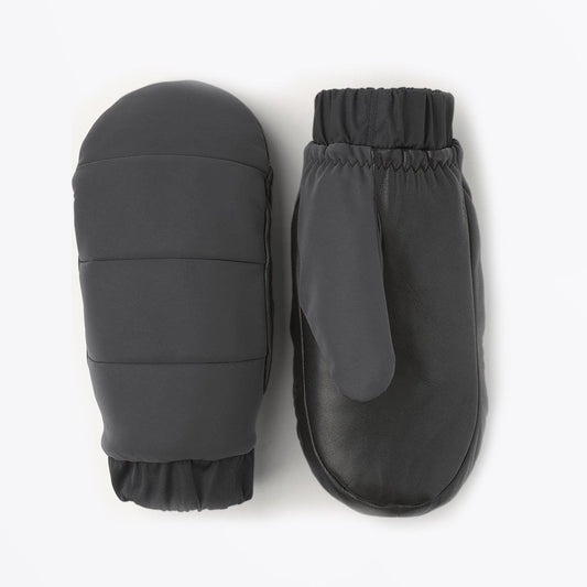 Kim - Leather Mitten Gloves - Grey