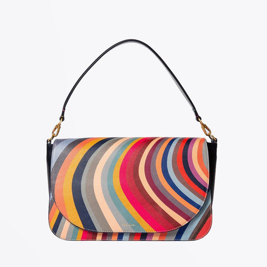 - Swirl Medium Leather Saddle Bag - Multi