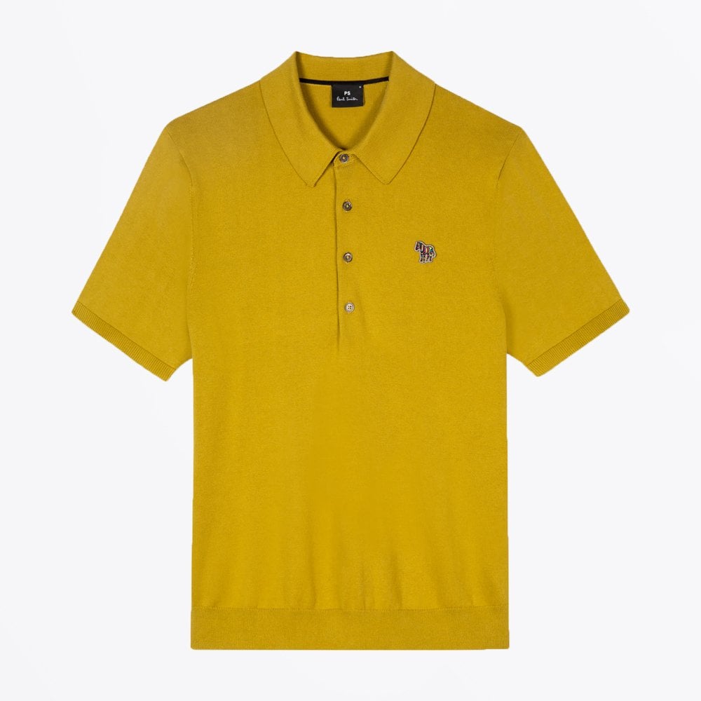 Paul Knitted Zebra Logo Polo Shirt - Mustard