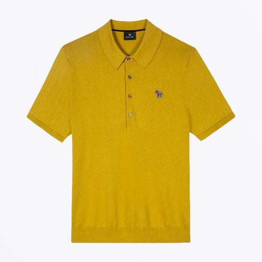 Knitted Zebra Logo Polo Shirt - Mustard
