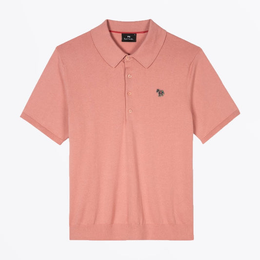 Knitted Zebra Logo Polo Shirt - Pink